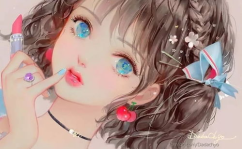 网红吃瓜头像插画女生,揭秘网络红人的时尚潮流与个性魅力